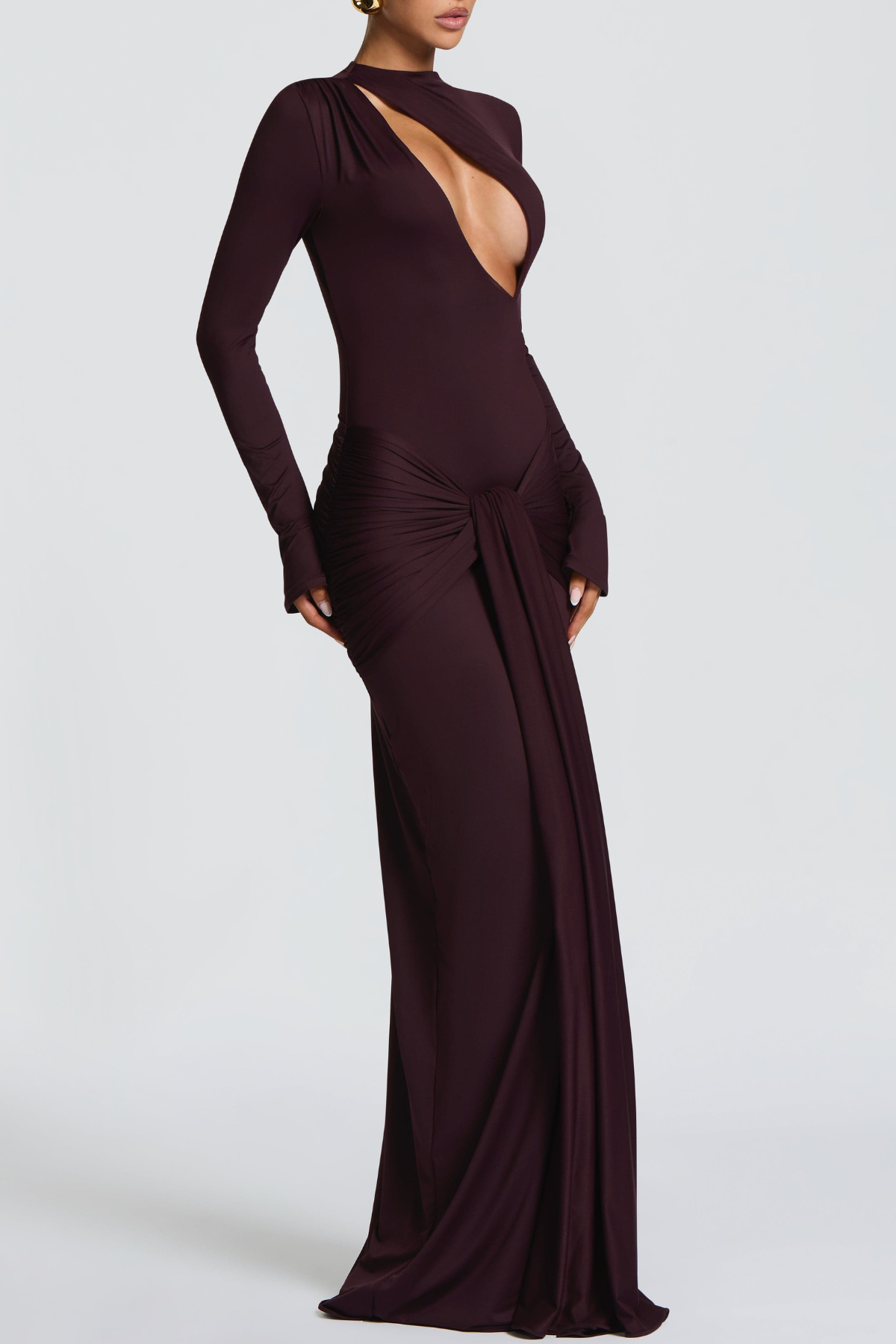 Raluca Cutout Draped Maxi Dress - Purple