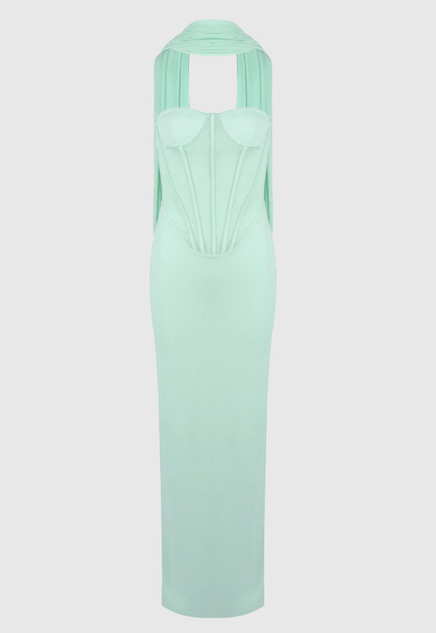 Ramire Strapless  Mesh Scarf Corset Maxi Dress