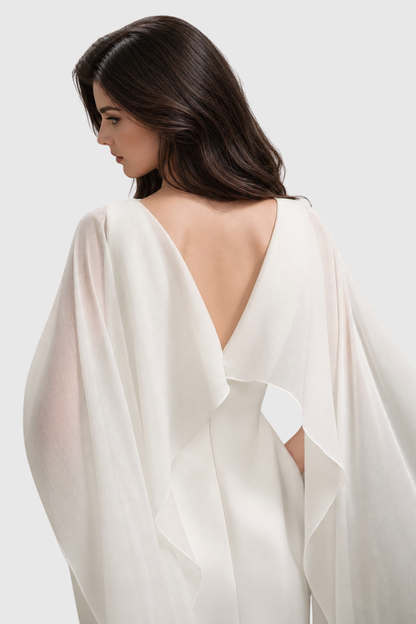 Raoul Floral Appliqué Shawl Mini Dress - White
