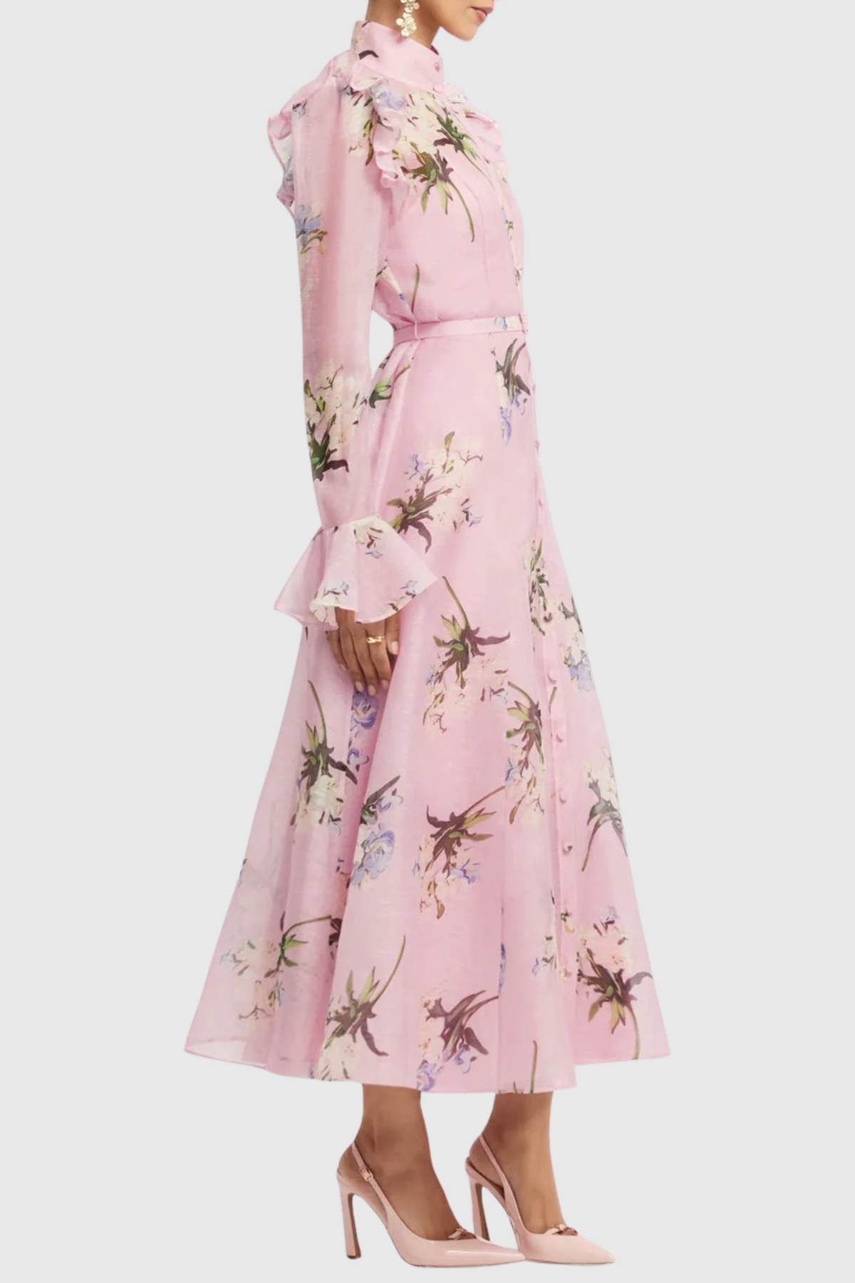 Raphae Floral Ruffle Belted Maxi Dress