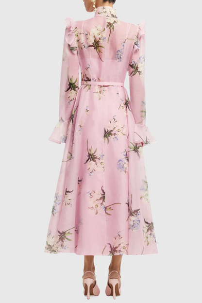Raphae Floral Ruffle Belted Maxi Dress