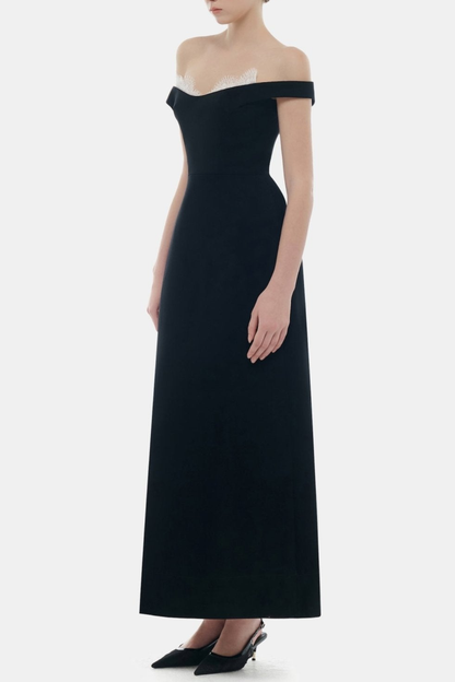 Rasper Off Shoulder Lace Triim Maxi Dress