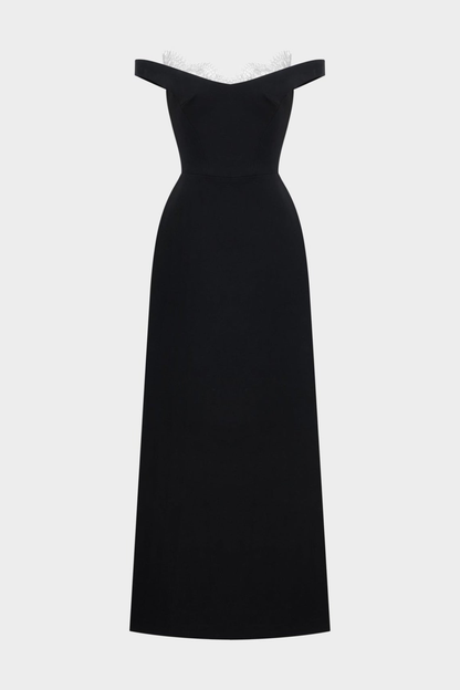 Rasper Off Shoulder Lace Triim Maxi Dress