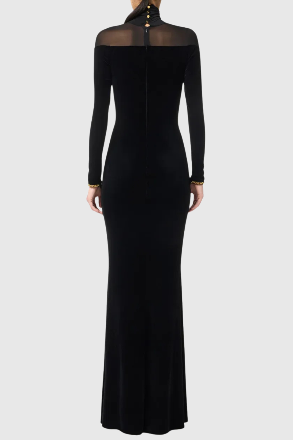 Ravio Velvet Sheer Mesh Maxi Dress