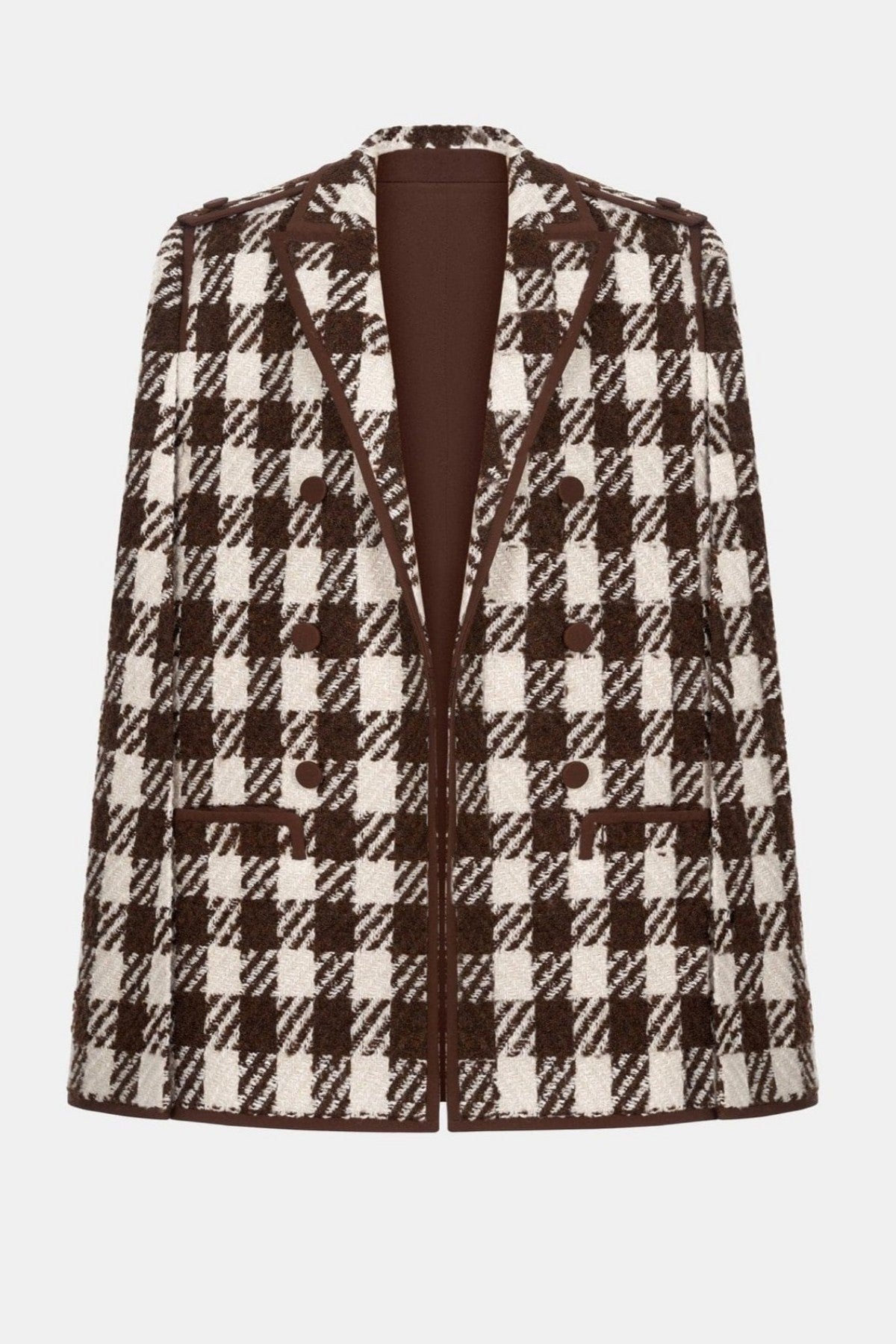 Raylan Houndstooth Cape - Brown