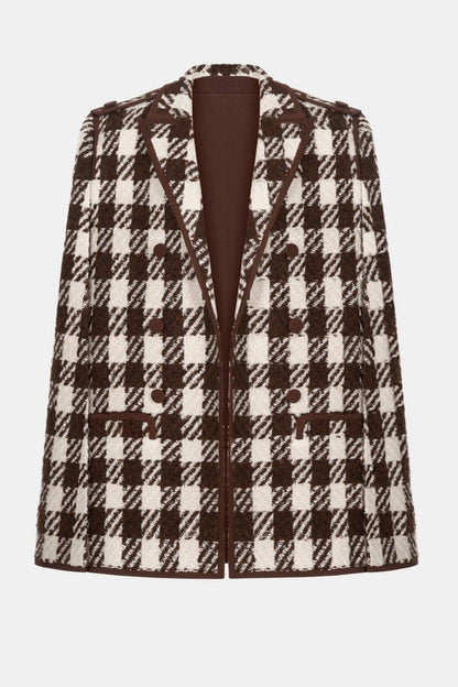 Raylan Houndstooth Cape - Brown