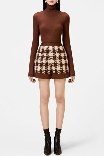 Raylan Houndstooth Cape - Brown