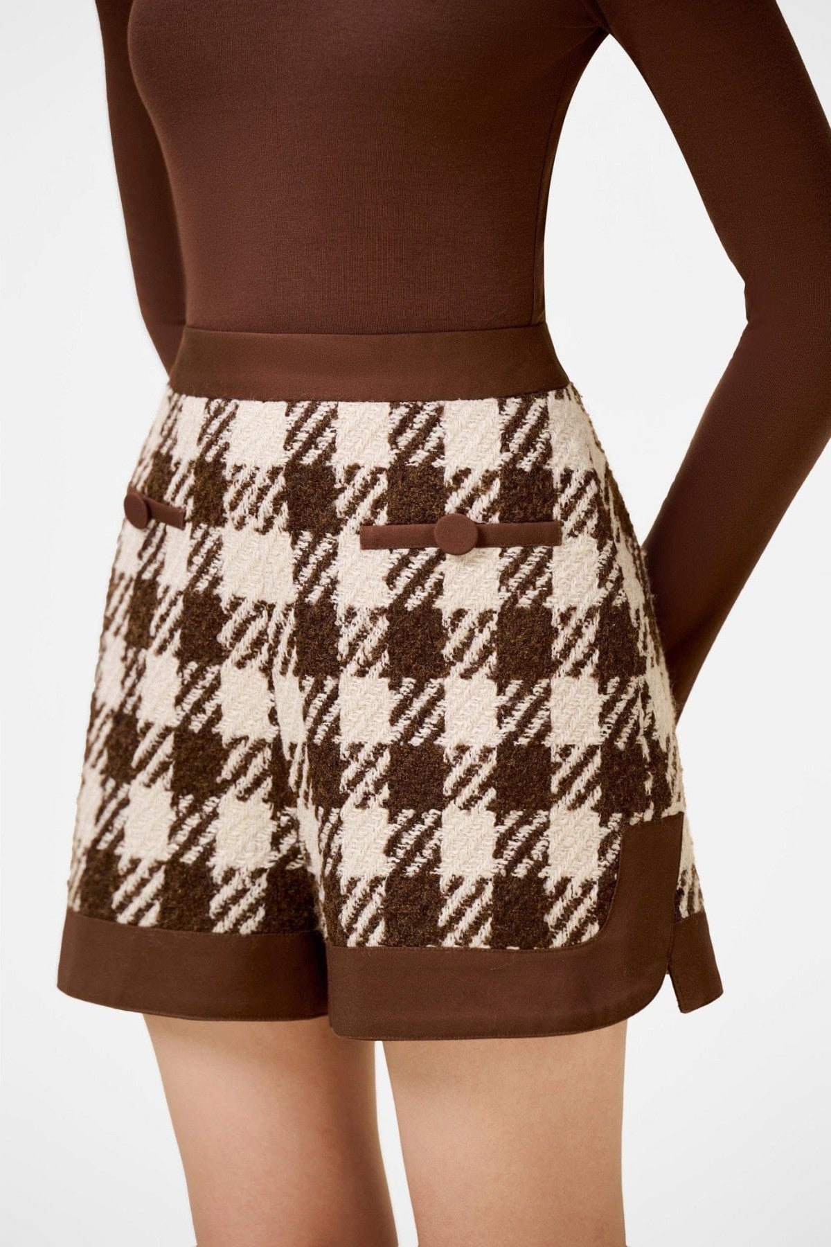 Raylan Houndstooth Cape - Brown
