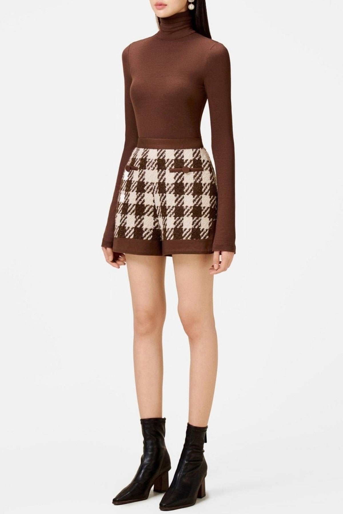 Raylan Houndstooth Cape - Brown
