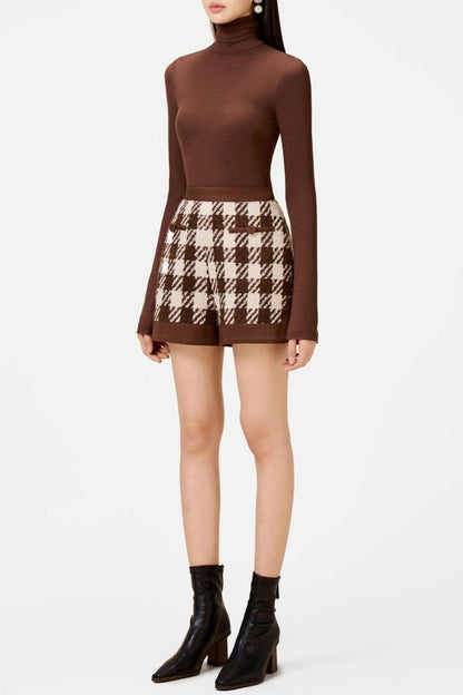 Raylan Houndstooth Cape - Brown
