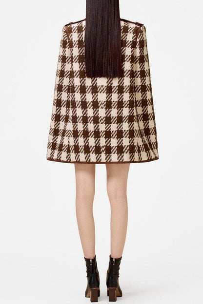 Raylan Houndstooth Cape - Brown