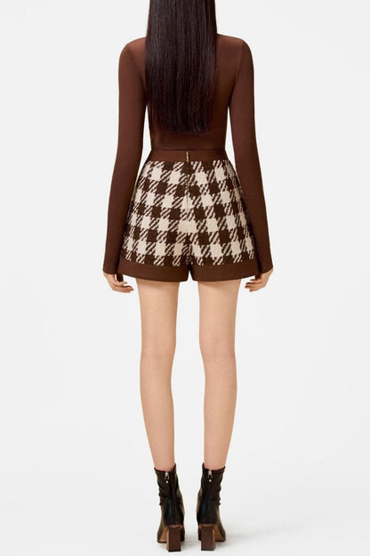 Raylan Houndstooth Cape - Brown