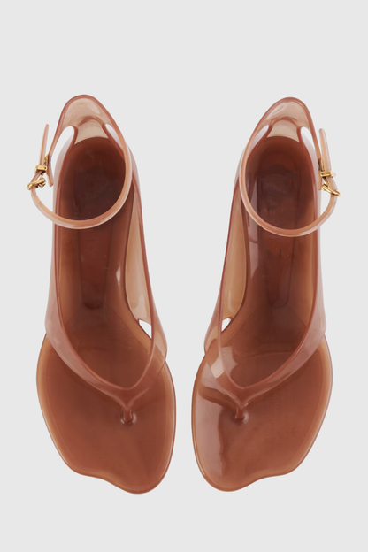 Raylon Jelly Thong Sandals - Brown