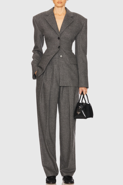 Reid Tweed Curve Blazer - Grey