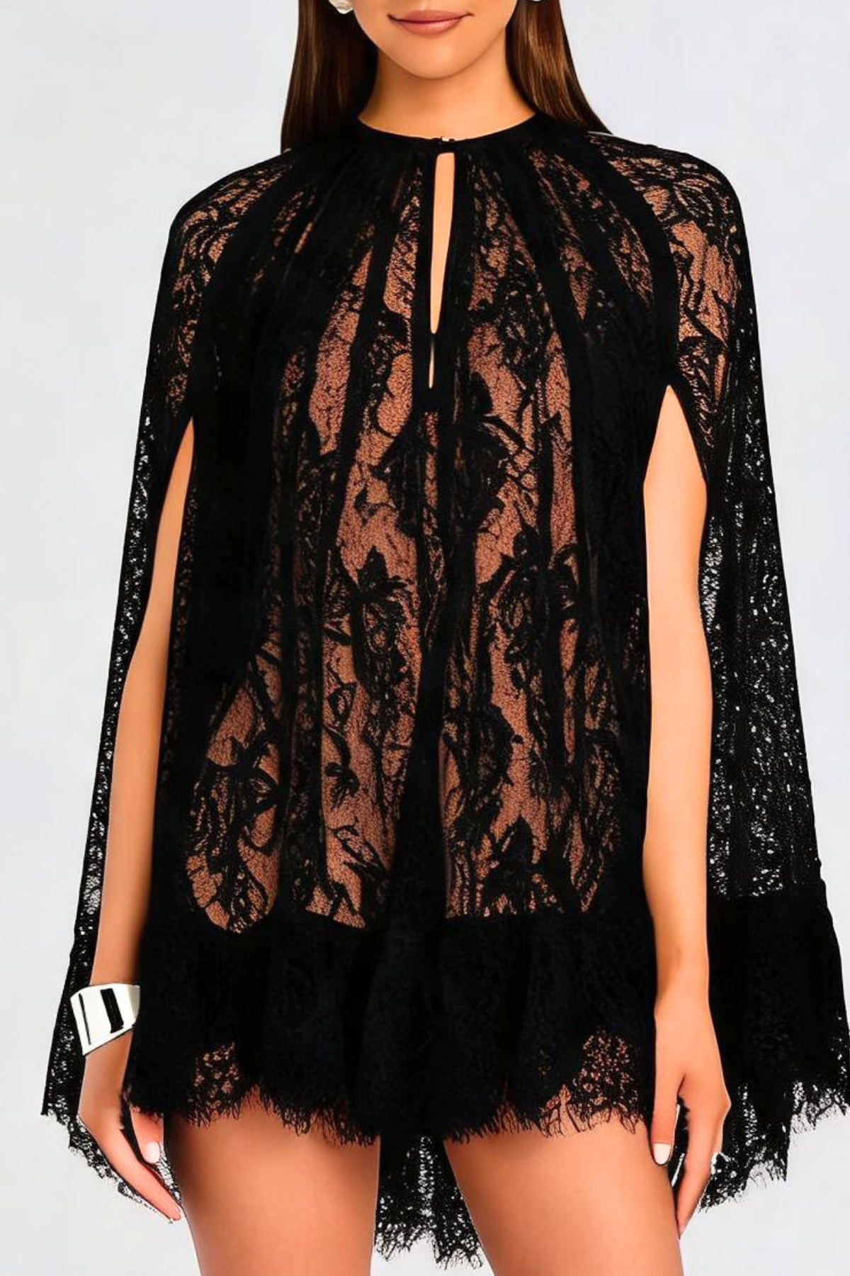 Reine Lace Cepe Mini Dress - Black