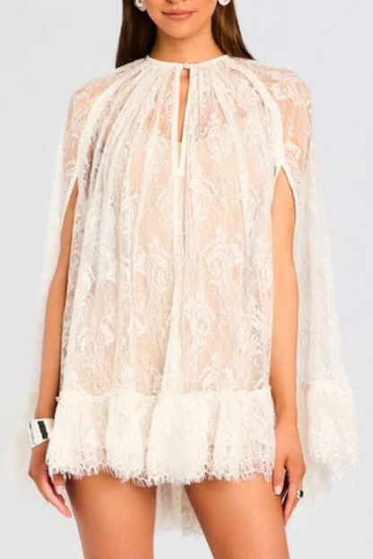 Reine Lace Cepe Mini Dress - White