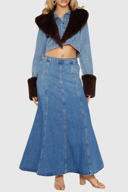 Rejoice Faux Fur Denim Jacket