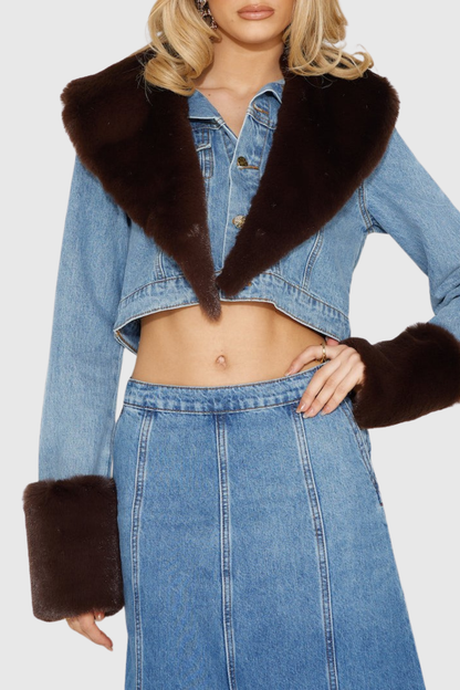 Rejoice Faux Fur Denim Jacket