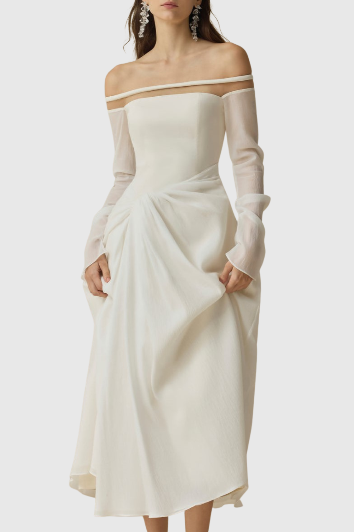 Renaa Off Shoulder Twisted Midi Dress