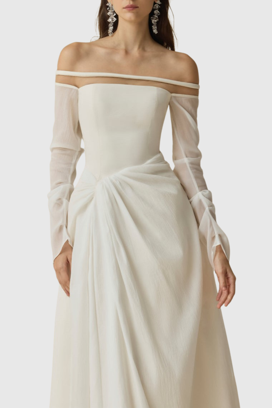 Renaa Off Shoulder Twisted Midi Dress