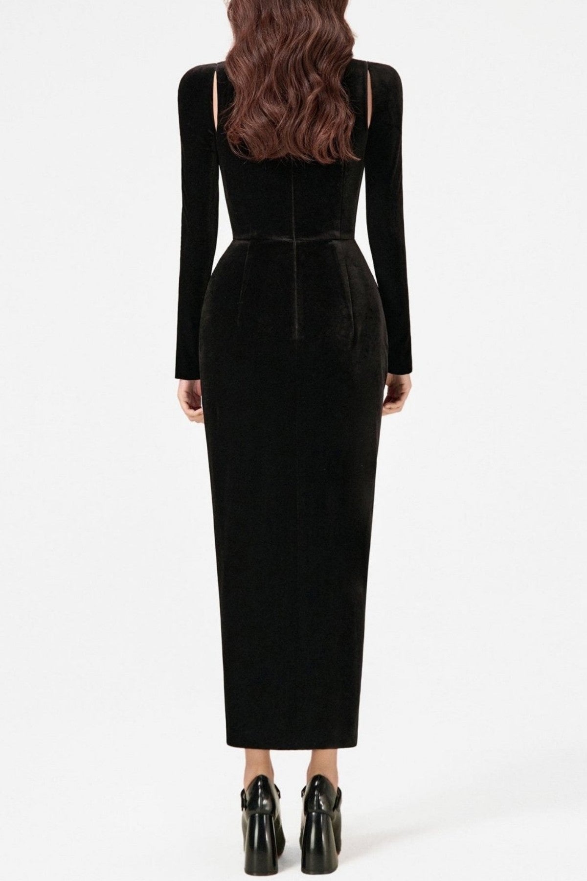 Renwick Velvet Corset Midi Dress - Black