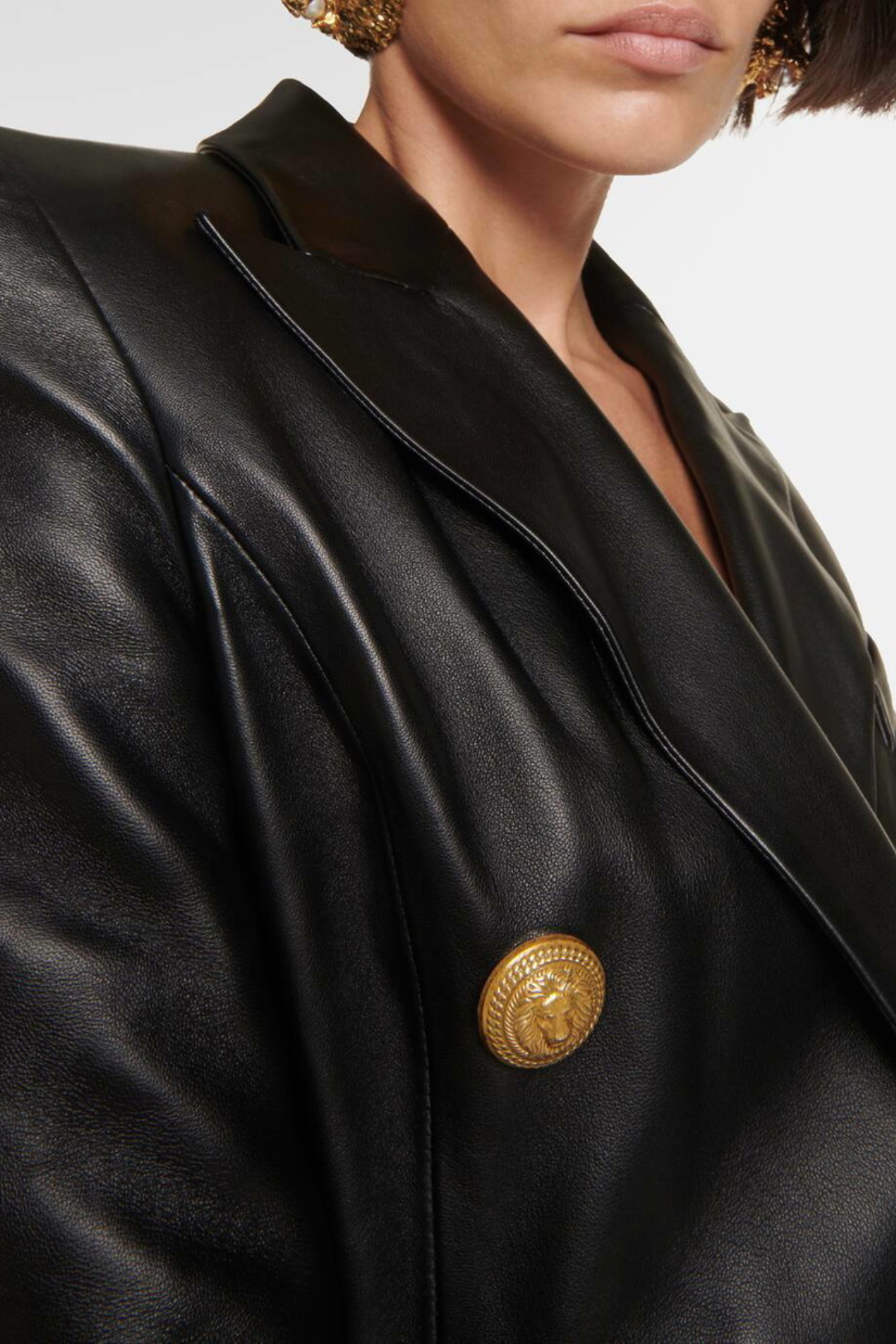 Renzo Buttoned Leather Mini Dress