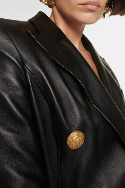 Renzo Buttoned Leather Mini Dress