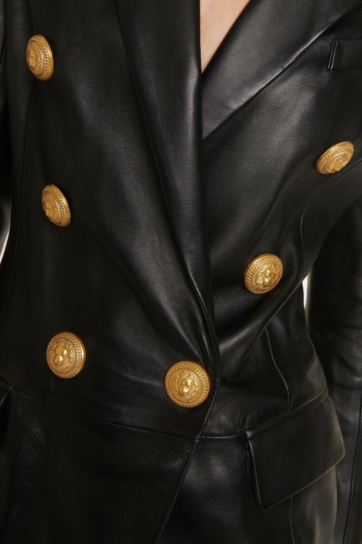 Renzo Buttoned Leather Mini Dress