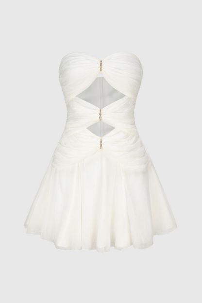Rerynne Strapless Cutout Mini Dress - White