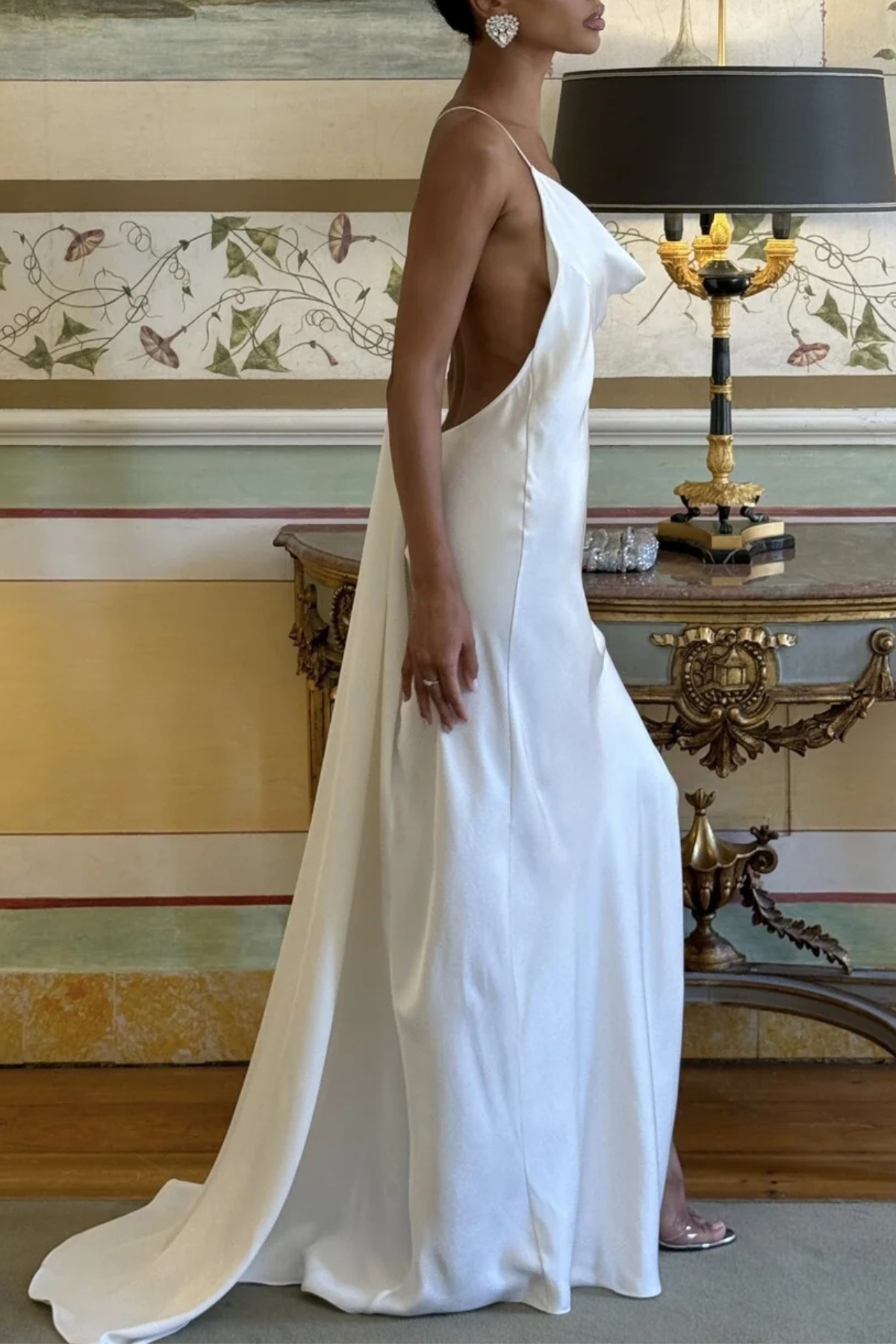 Reshma Satin Backless Maxi Dress - White