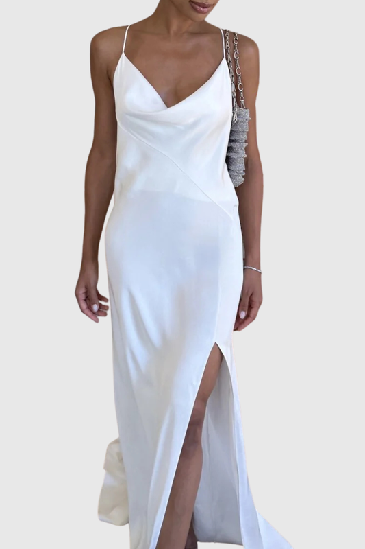 Reshma Satin Backless Maxi Dress - White