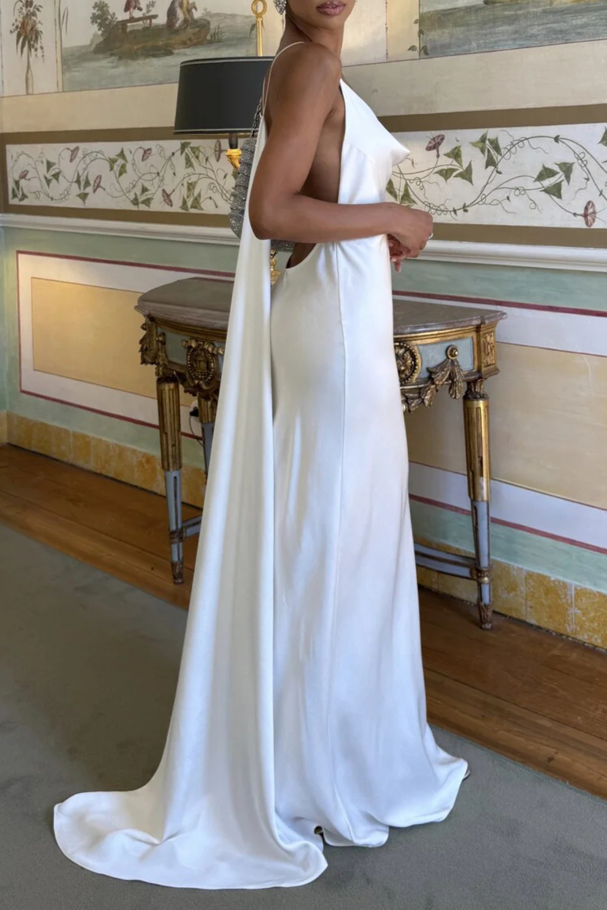 Reshma Satin Backless Maxi Dress - White