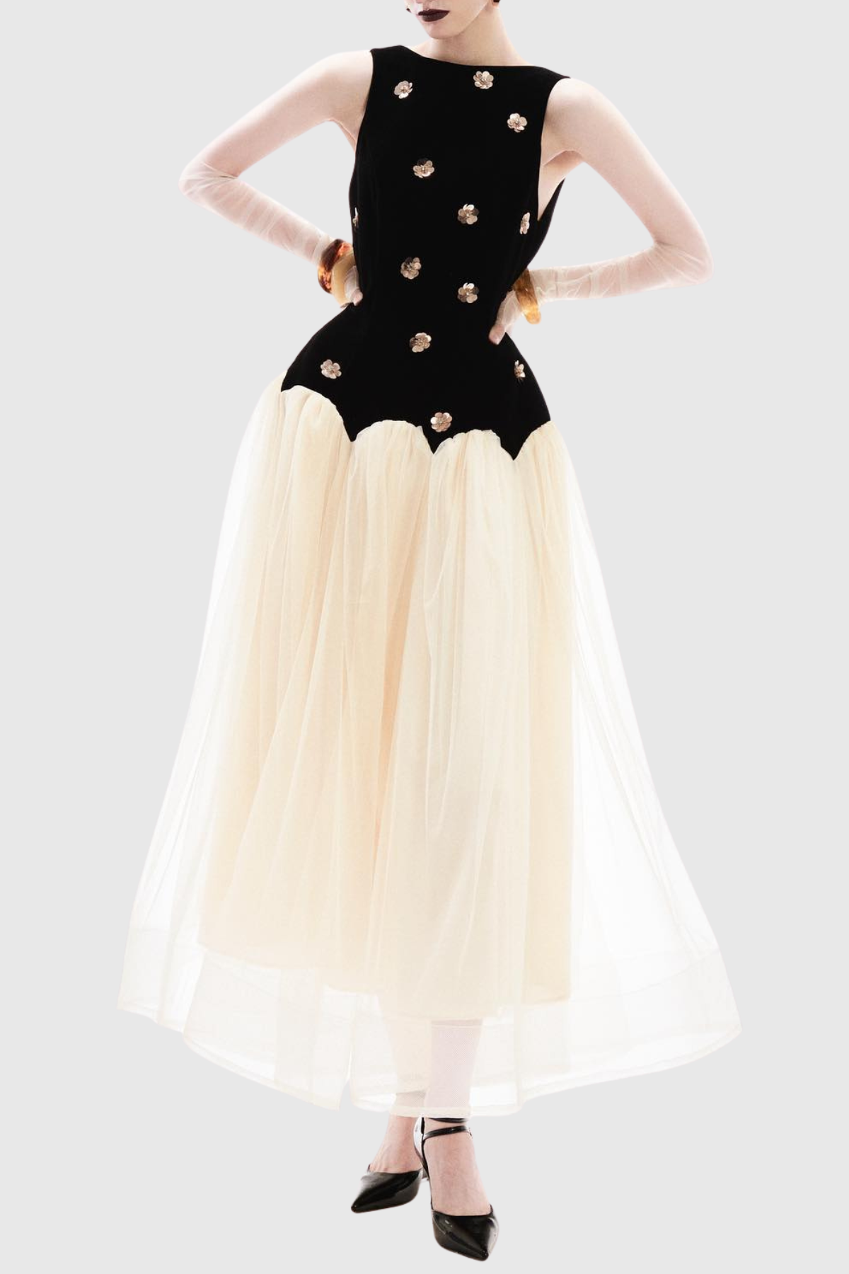 Reuely Sleeveless Sequin Panel Maxi Dress