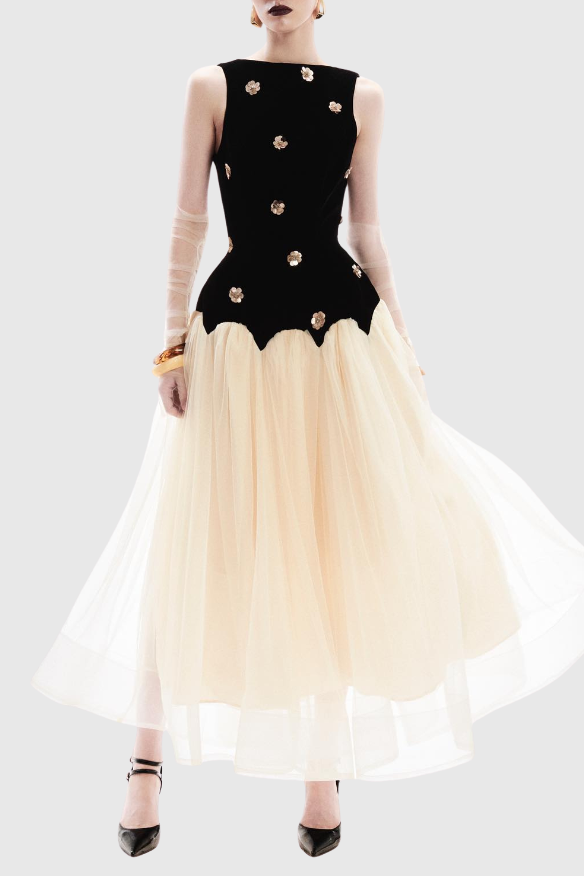 Reuely Sleeveless Sequin Panel Maxi Dress
