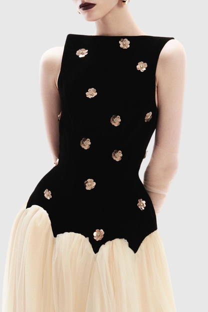Reuely Sleeveless Sequin Panel Maxi Dress