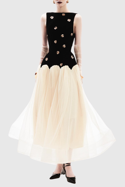 Reuely Sleeveless Sequin Panel Maxi Dress