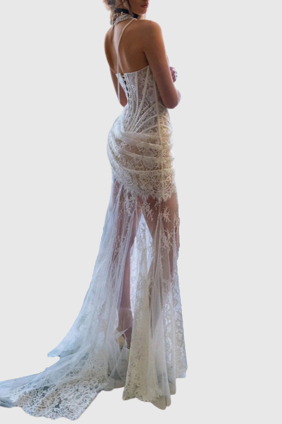 Revera Strapless Lace Corset Maxi Dress