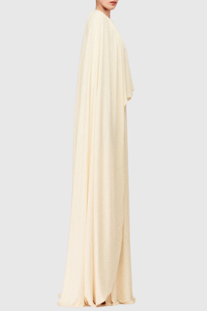 Rexo Ruched Cape Maxi Dress