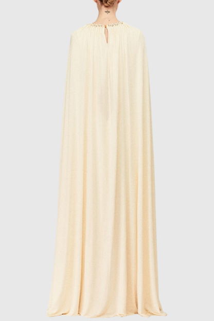 Rexo Ruched Cape Maxi Dress