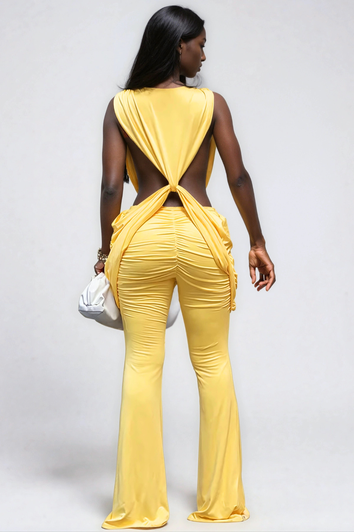 Rhaez Twist Ruched Jumpsuit
