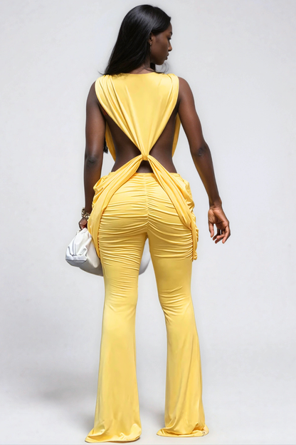 Rhaez Twist Ruched Jumpsuit