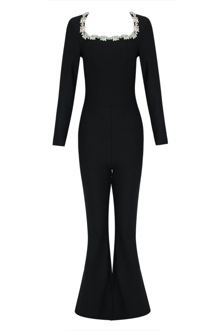 Ritia Diamante Square Collar  Bandage Jumpsuit