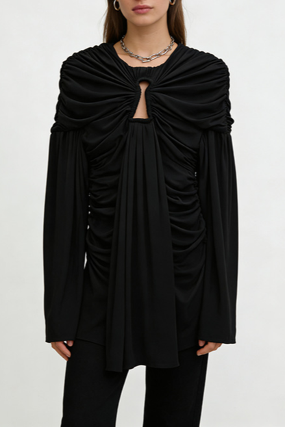 Rhode Keyhole Draped Mini Dress - Black