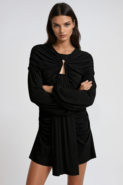 Rhode Keyhole Draped Mini Dress - Black