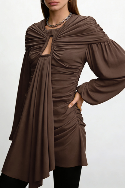 Rhode Keyhole Draped Mini Dress - Brown