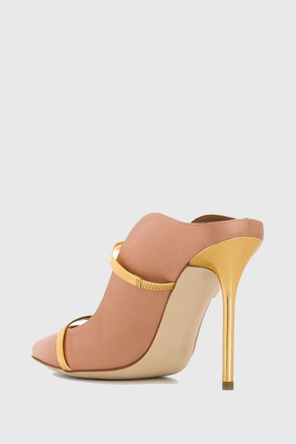 Rhya Metal Ring Satin Pumps - Beige