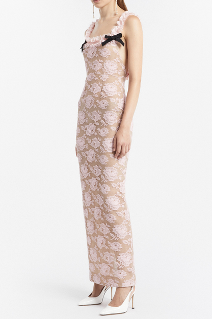 Ridga Floral Lace Bow Maxi Dress