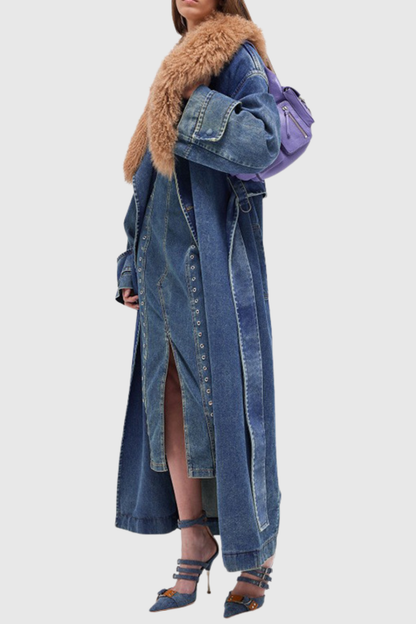 Rigga Faux Fur Denim Coat