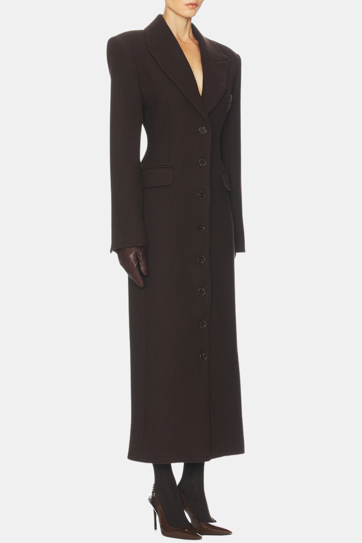 Rikana Lapel Wool Cinched Coat - Brown