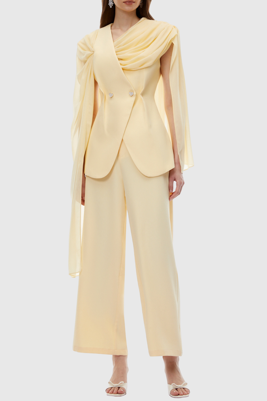 Rimone Asymmetric Draped Blazer & Pants Set